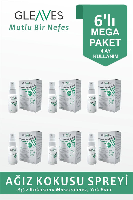 6' Lı Nefes Tazeleyici Ağız Kokusu Önleyici Sprey, Alkolsüz Formülasyon 30 ml