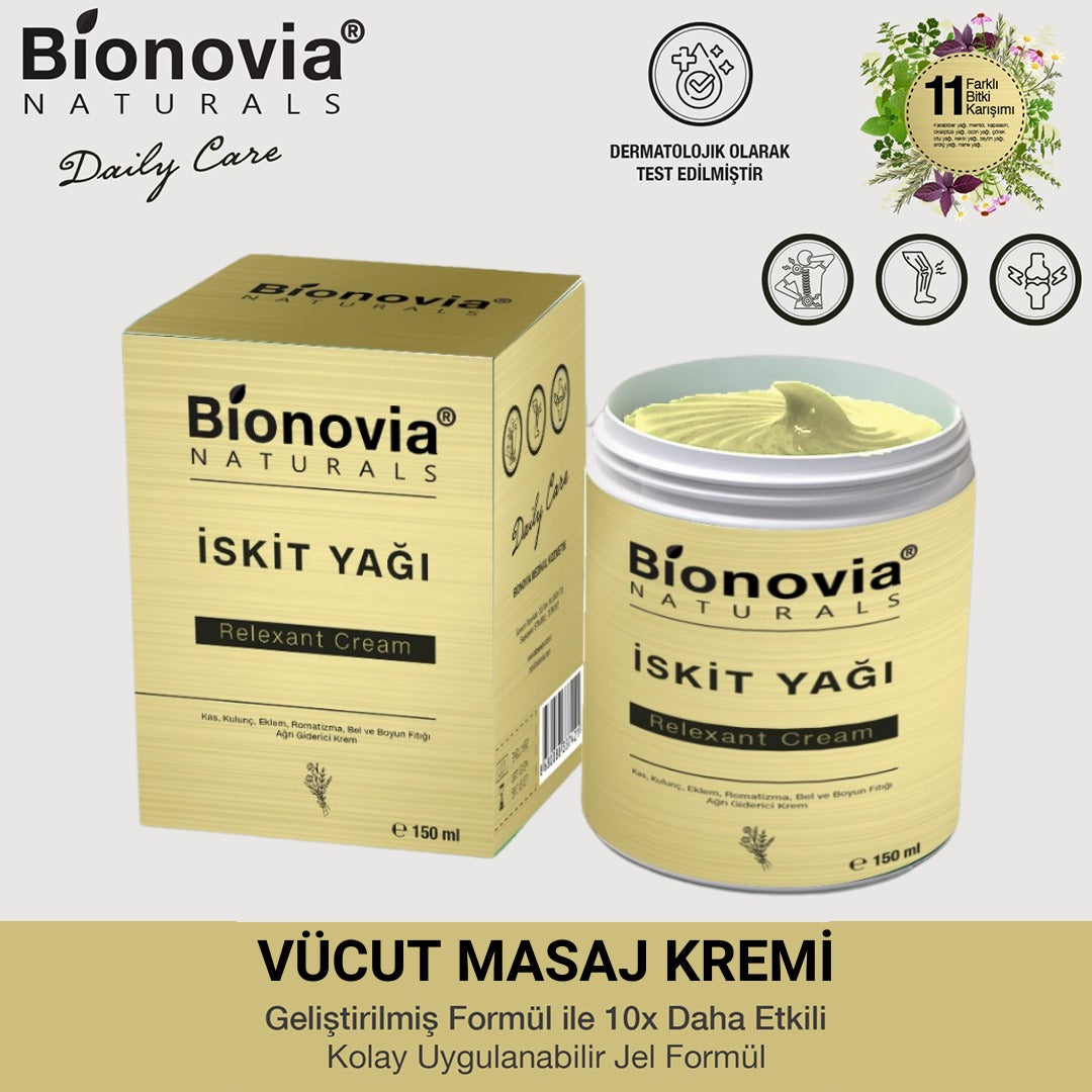 Bionovia İskit Yağı Özel Karışımlı Eklem, Kas Rahatlatıcı Masaj Kremi 150ml