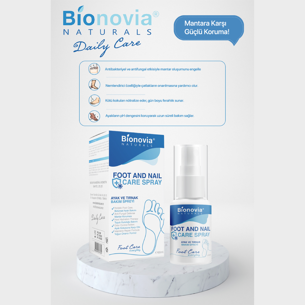 Bionovia Ayak Kokusu Giderici Ayak Bakım Spreyi - 60 ml