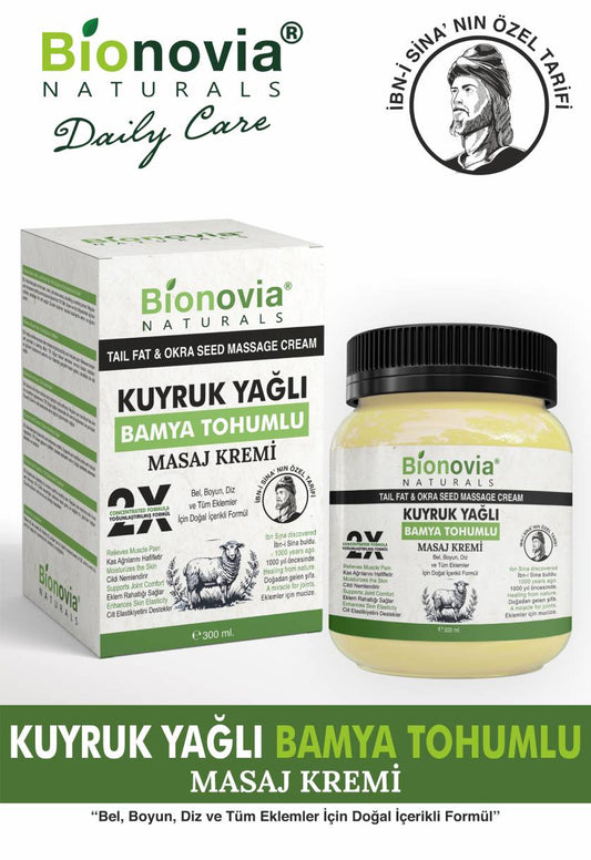 Bionovia Kuyruk Yağlı Bamya Tohumlu Doğal Ağrı Kesici Merhem 300 Ml