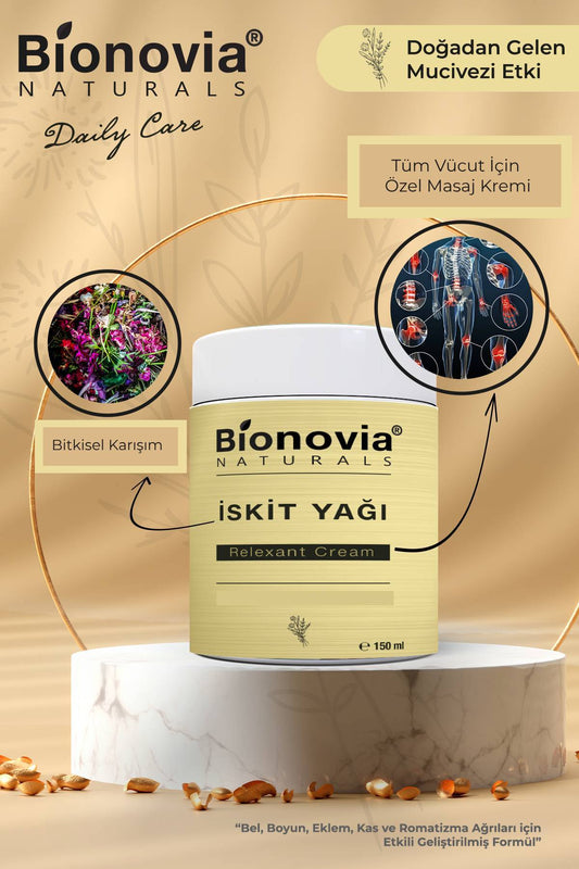 Bionovia İskit Yağı Özel Karışımlı Eklem, Kas Rahatlatıcı Masaj Kremi 150ml