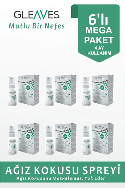 6' Lı Nefes Tazeleyici Ağız Kokusu Önleyici Sprey, Alkolsüz Formülasyon 30 ml