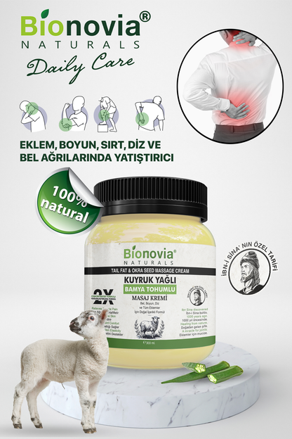 Bionovia Kuyruk Yağlı Bamya Tohumlu Doğal Ağrı Kesici Merhem 300 Ml
