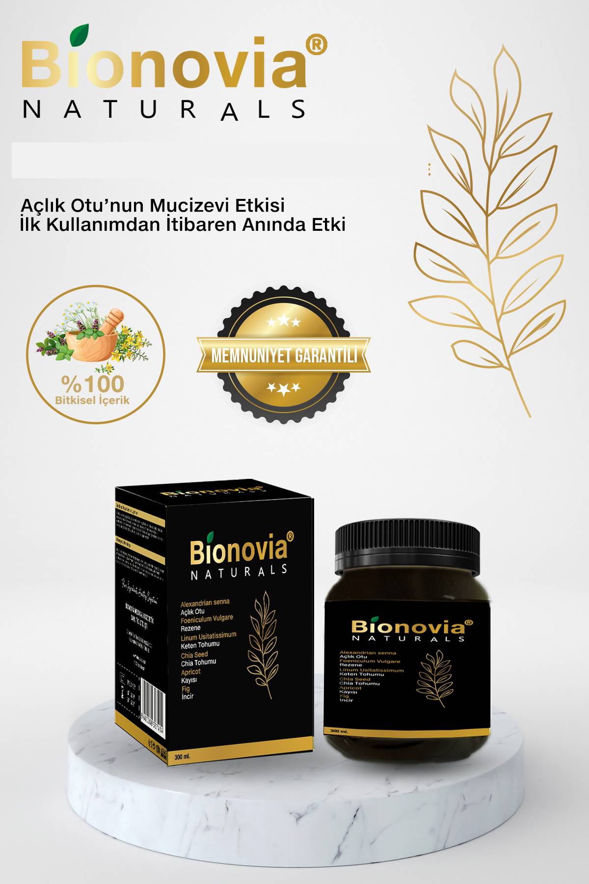 Bionovia Kabızlık Giderici Bitkisel Macun Anında Etki 300 ml